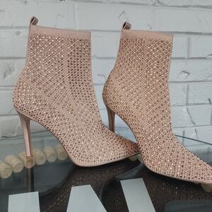 Elegant Rhinestone-Embellished Ankle Boots